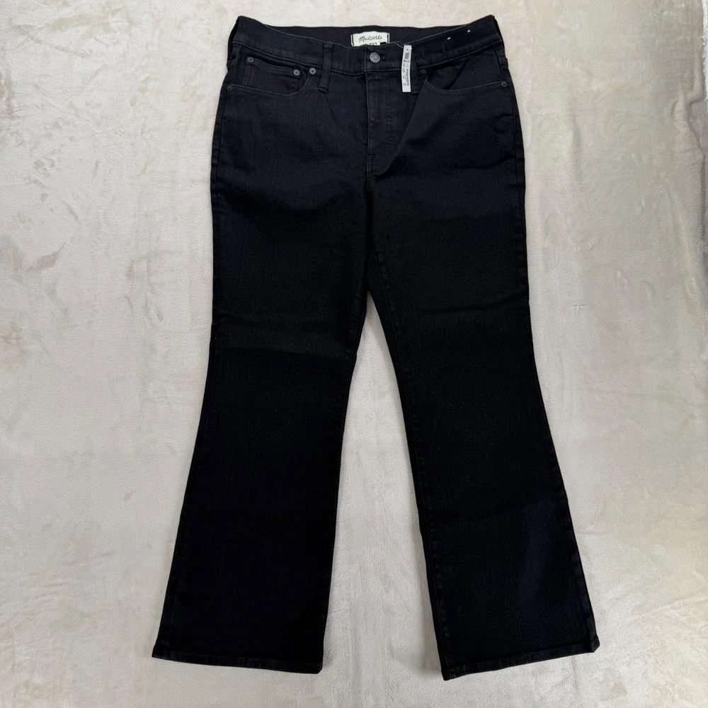 Madewell Mid-Rise Kick‎ Out Jeans Womens 31 Black NEW Cropped Flare NM320